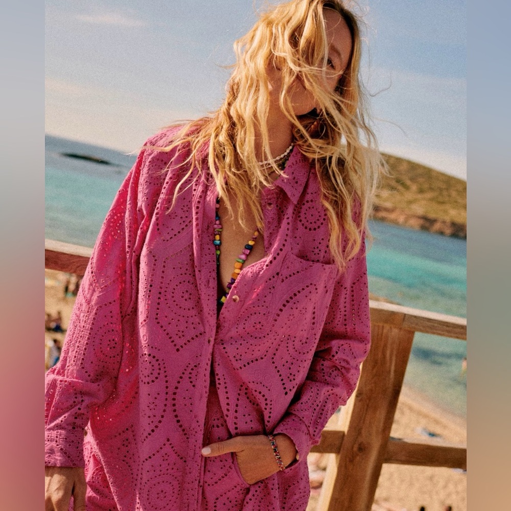 Sezane Max Magenta Shirt Blouse